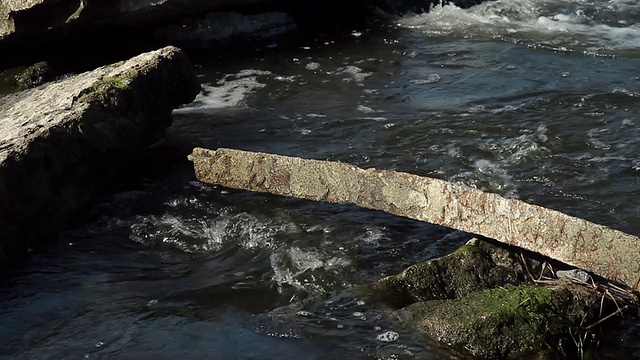 有急流和小瀑布的小河，水上有海鸥视频素材