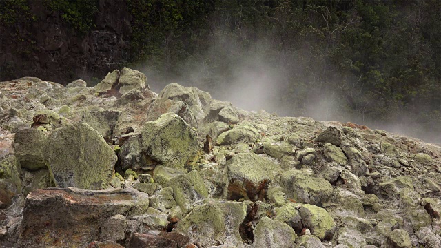 蒸汽从夏威夷火山国家公园的喷口升起视频素材