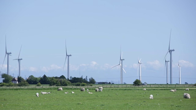 风力涡轮机在田里旋转视频素材