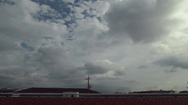 4K，屋顶上暴风雨的天空。日本东京视频素材