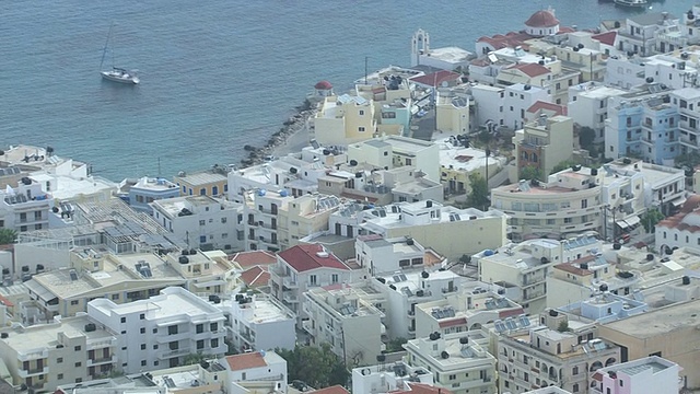 MS AERIAL拍摄的海湾/ Karpathos, Dodecanese，希腊视频素材