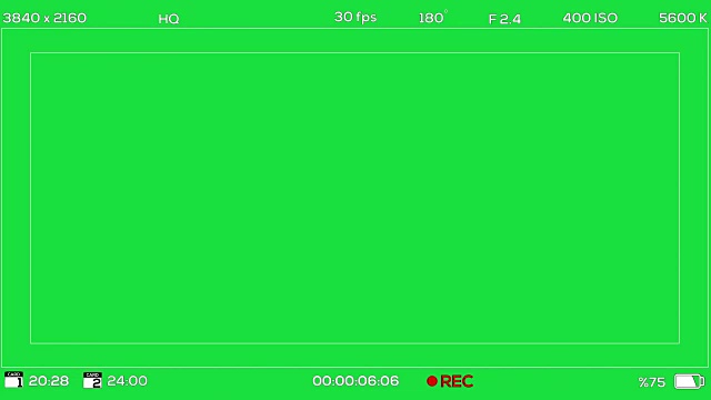 4K相机取景器记录色度绿色数字叠加视频下载