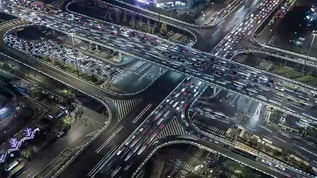 繁忙路口鸟瞰图视频素材