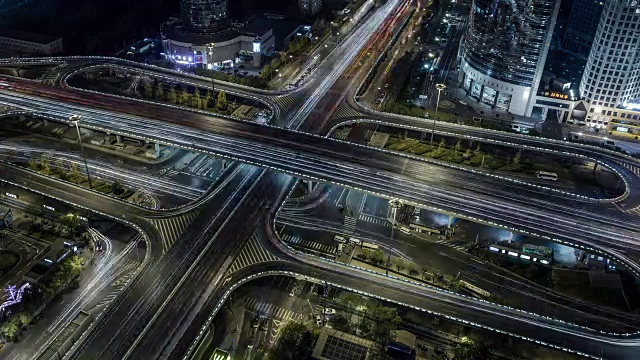 繁忙路口鸟瞰图视频素材