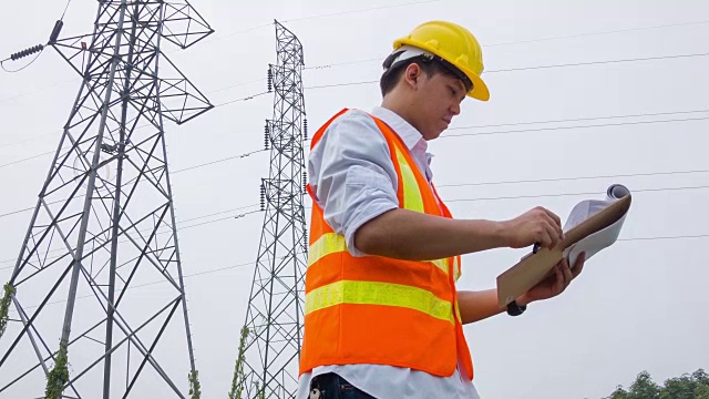 HD CRANE:建筑工程师检查一个项目视频素材