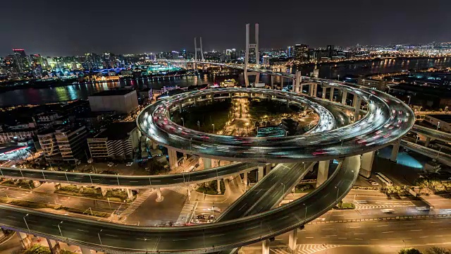 上海南浦大桥夜景视频素材