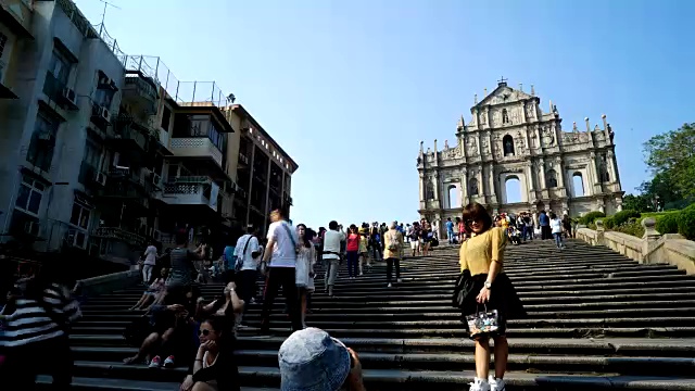 澳门圣保罗教堂遗址视频素材