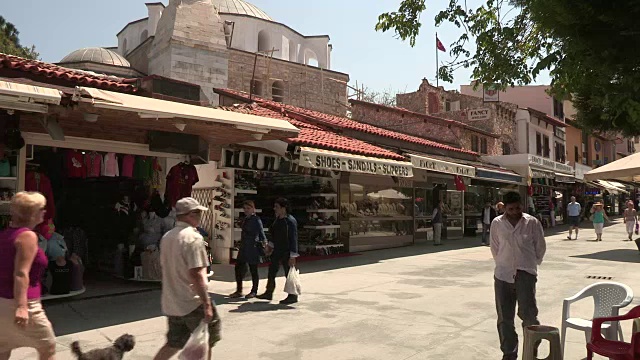 商店和尖塔，Kusadasi，土耳其视频素材