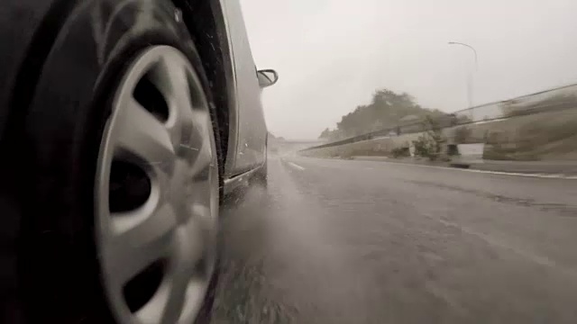 雨天在高速公路上开车- 4K视频素材