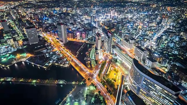 延时-东京夜景鸟瞰图(放大)视频下载