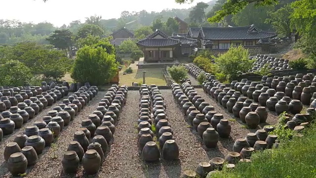 Yun Jeung's Old House的Jangdok(装酱料和调味品的平台)视频素材