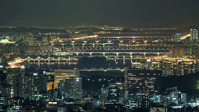 汉江夜景之桥与楼视频素材