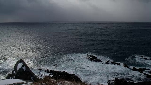 立町角津贺海峡暴风雪搅浑水视频素材