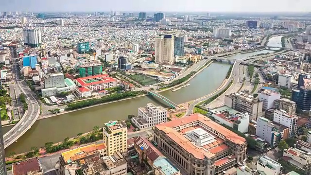 空中4K延时:胡志明市视频素材