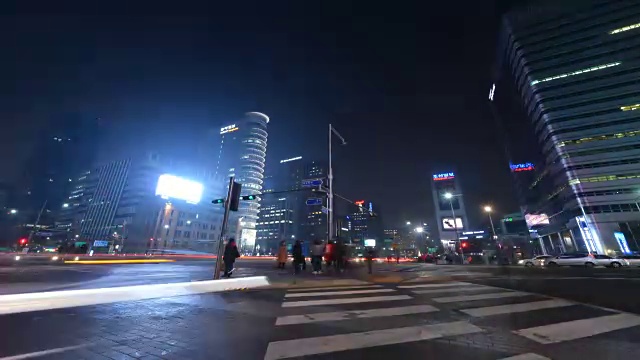 夜景光华门市中心十字路口视频素材