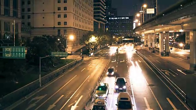 时间流逝——上海夜间城市公路交通视频下载