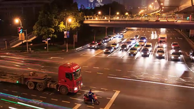 时间流逝——上海夜间城市公路交通视频素材