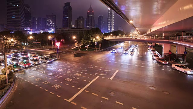 时间流逝——上海夜间城市公路交通视频下载