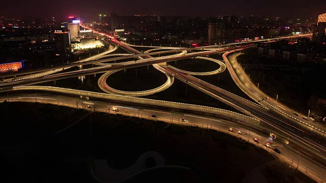 时间流逝——上海夜间城市公路交通视频素材