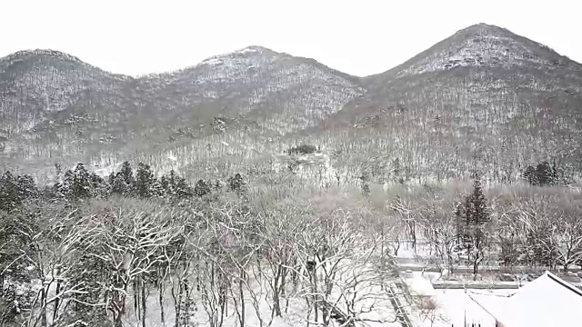 雪景的Seonunsa庙在Seonunsan山视频素材