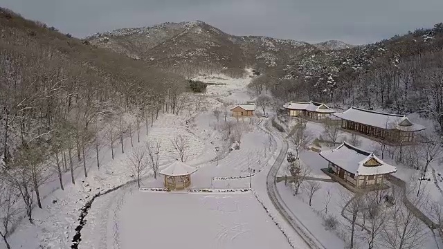 雪景的Seonunsa庙在Seonunsan山视频素材