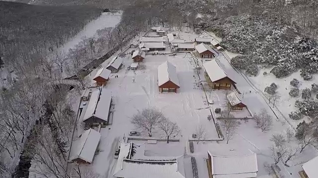 雪景的Seonunsa庙在Seonunsan山视频素材