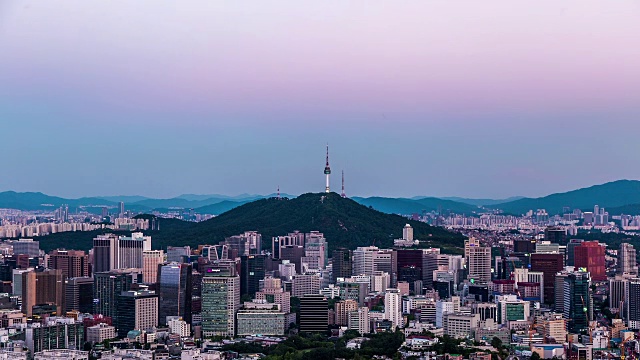 南山塔周围的市区景观(首尔最高点)视频素材