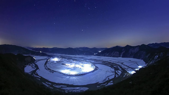 WS T/L会陵浦夜景(小岛村)/ yeongsangbuk-do，韩国视频素材