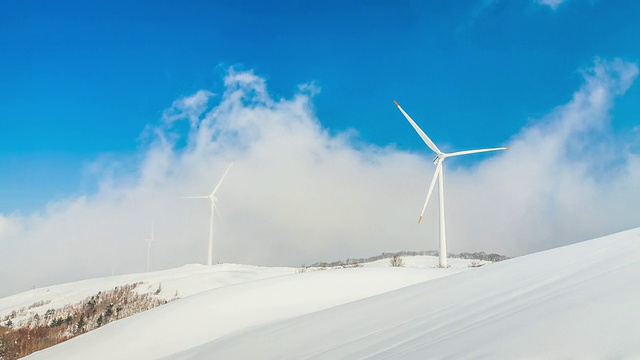 平昌云景风力发电站WS T/L视图/平昌，江原道，韩国视频素材