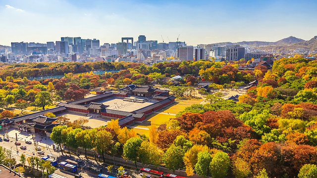 WS T/L H长荣宫秋景(首尔朝鲜王朝五大宫殿之一)/韩国首尔视频素材