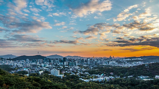 WS ZI T/L黄昏时首尔的云景观和城市景观/首尔，韩国视频素材