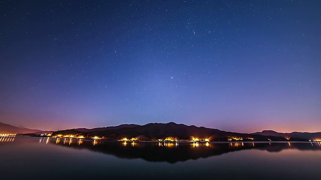 WS LA T/L杜木梅里夜景(北江港之间的南江港，著名的地方)/阳平，京畿道，韩国视频素材