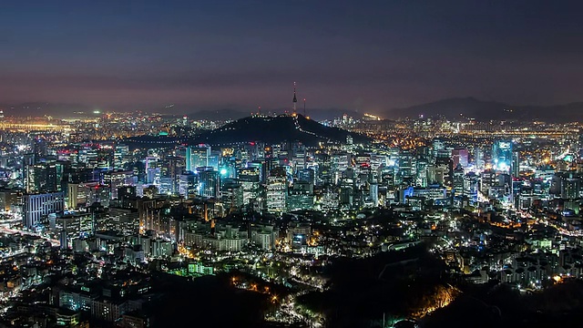 WS ZI T/L韩国首尔的夜景和城市景观视频素材