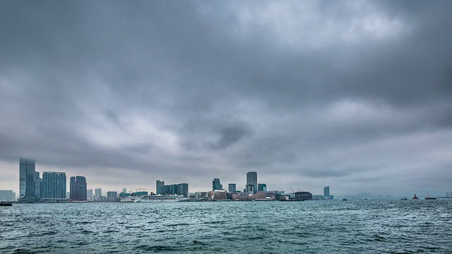 白天香港天际线的时间流逝视频下载