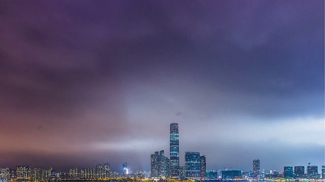 夜晚香港天际线的时间流逝视频下载