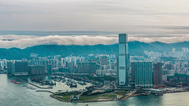 白天香港天际线的时间流逝视频下载