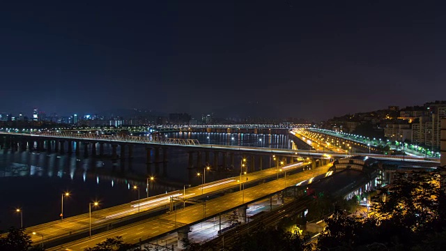 东荷大约桥夜景视频素材