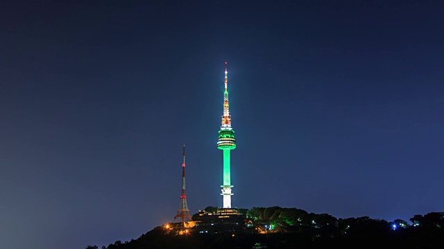 夜景汉城塔(旅游景点)视频素材