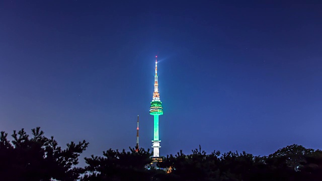 夜景汉城塔(旅游景点)视频素材