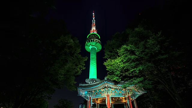 夜景汉城塔(旅游景点)视频素材