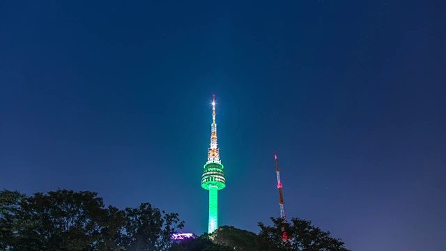 夜景汉城塔(旅游景点)视频素材