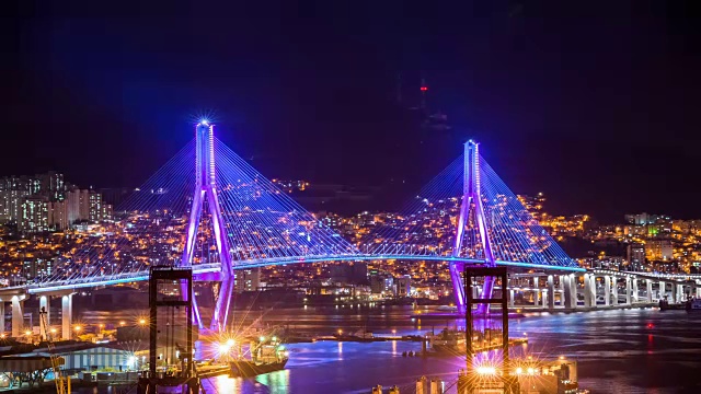 釜山港夜景及北康大桥视频素材