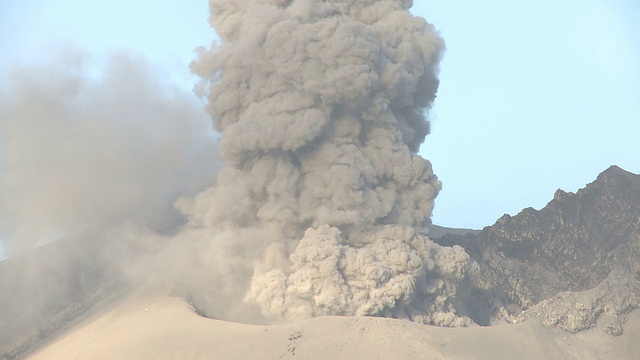 樱岛火山喷发火山灰云视频素材