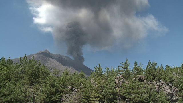 樱岛火山喷发火山灰云视频素材