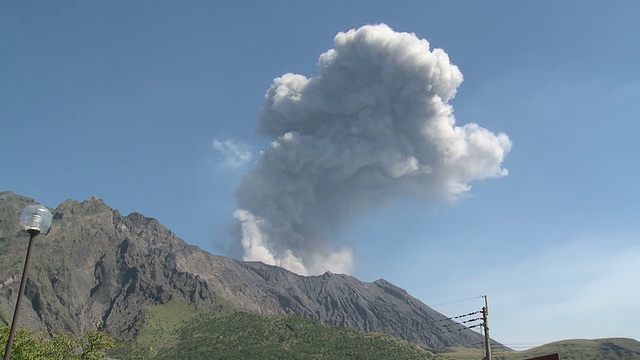 樱岛火山喷发火山灰云视频素材