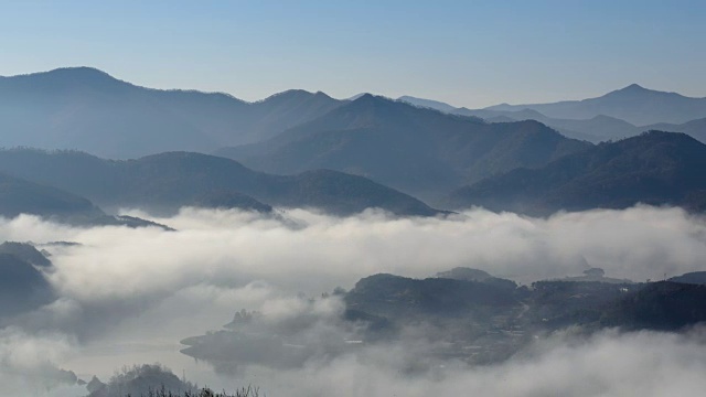 观赏云海和玉桢湖山脉视频素材