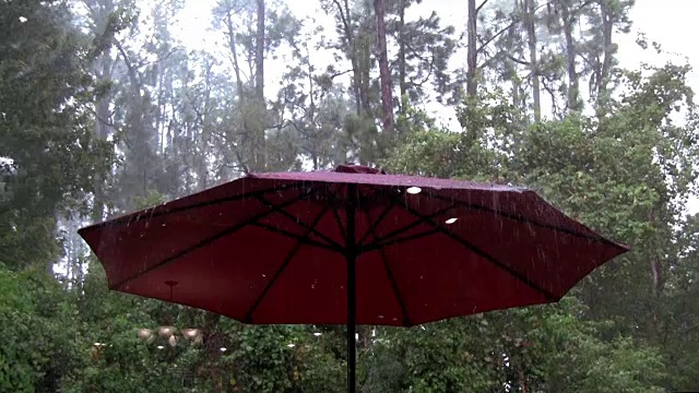 太阳伞在雨中。视频素材