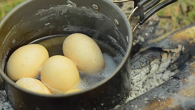 特写:煮鸡蛋视频素材