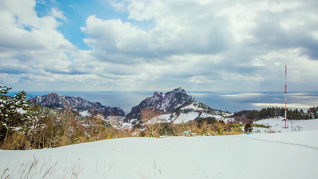 WS T/L雪地和海景/乌伦根，庆尚布道，韩国视频素材