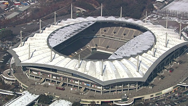 韩国首尔三江世界杯体育场的WS鸟瞰图视频素材